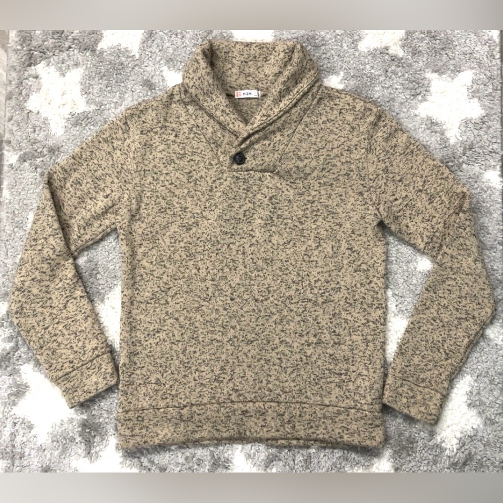 H2H Men’s Pullover Sweater Size Small Shawl Neck Tan And Black